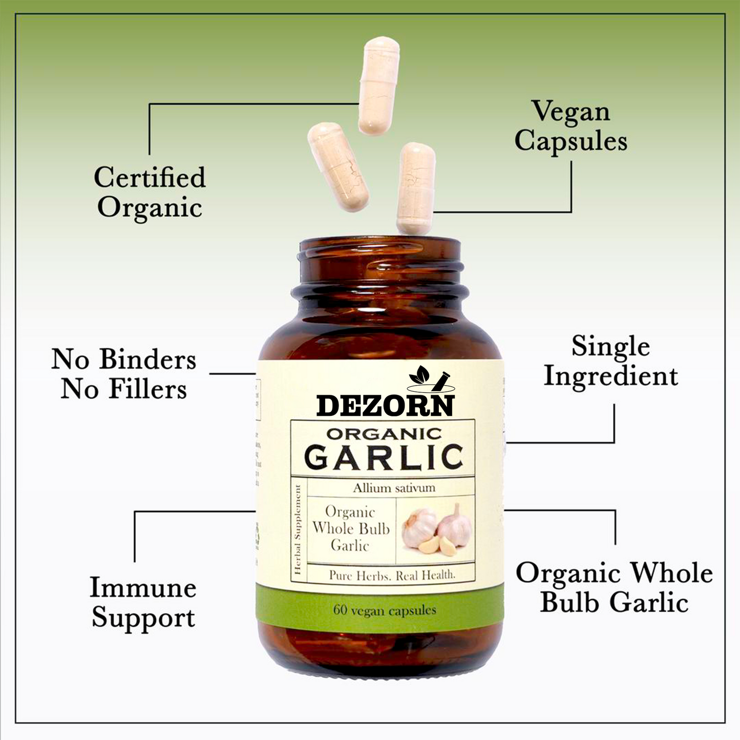Dezorn® Organic Garlic Capsules, 600 mg
